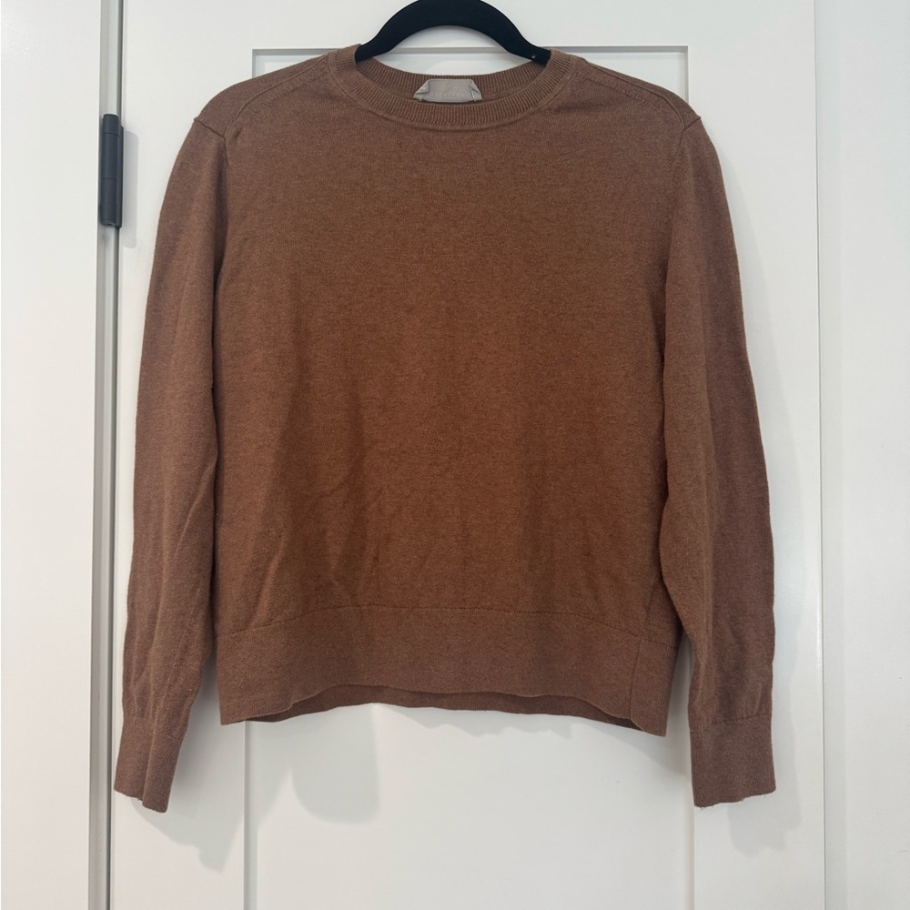 Everlane Brown Crew Neck Sweater with Fine-Knit Texture